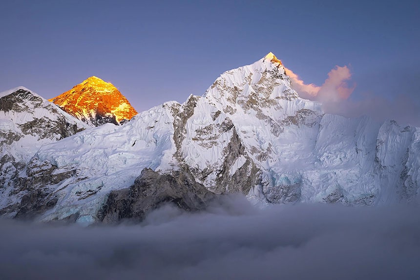 Everest mountain range, trek in Nepal