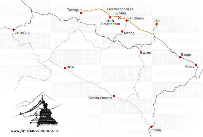 trek de la vallée de Sham, carte